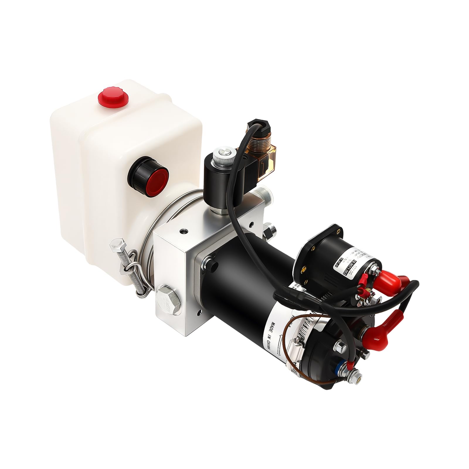 Bomba hidráulica de efecto sencillo, unidad hidráulica de 12 V con indicador de tensión, unidad de fuerza hidráulica de 1,5 L para remolques basculantes y vehículos sanitarios (negro y