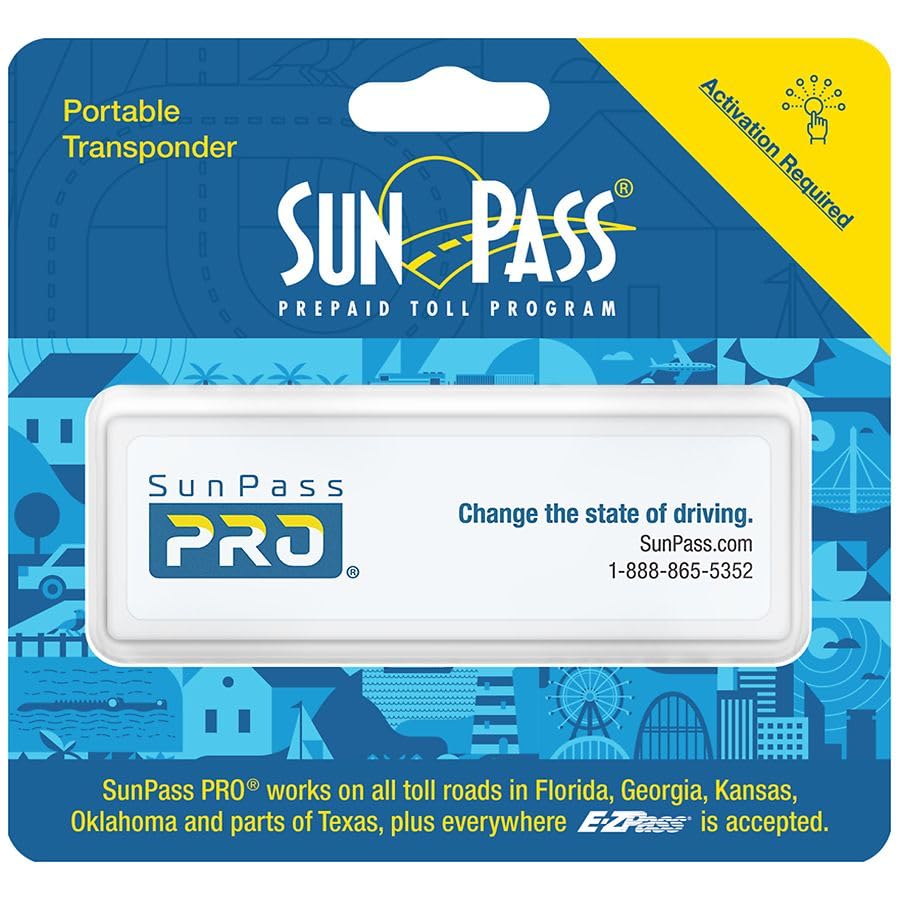 SunPass PRO Portable Transponder, Prepaid Toll Program for Florida, Florida and 21 Other States, and Anywhere EZPass is Accepted