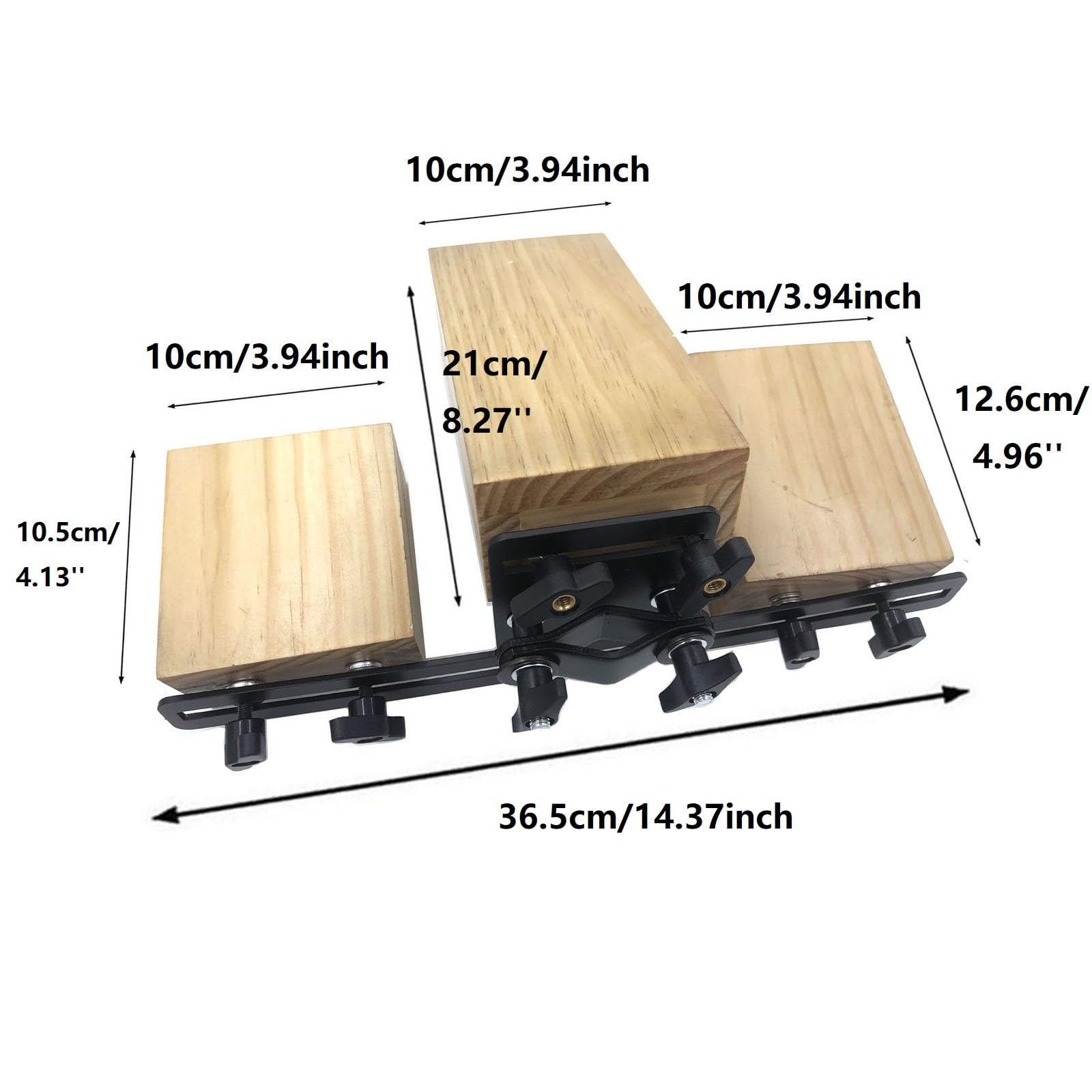 Tri-Bells Kuhglocke für Schlagzeug, dreifacher Holzblock, hoch, mittel, niedrig, Holz-Starmelblock für 1,6 cm Pfostenmontage, Schlagzeug-Set, Beckenständer, Zubehör