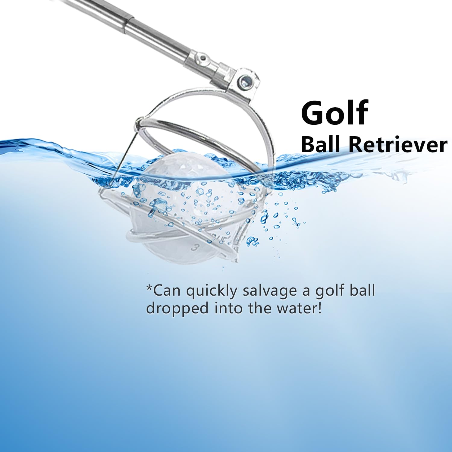 Teleskop-Golfballgreifer, bis zu 1,9 m, Kohlefaser-Golfball-Picker Oben für Wasser/Büsche, Wiesen, stufenlos, leicht und langlebig, Golfballgreifer (max. 1,9 m)