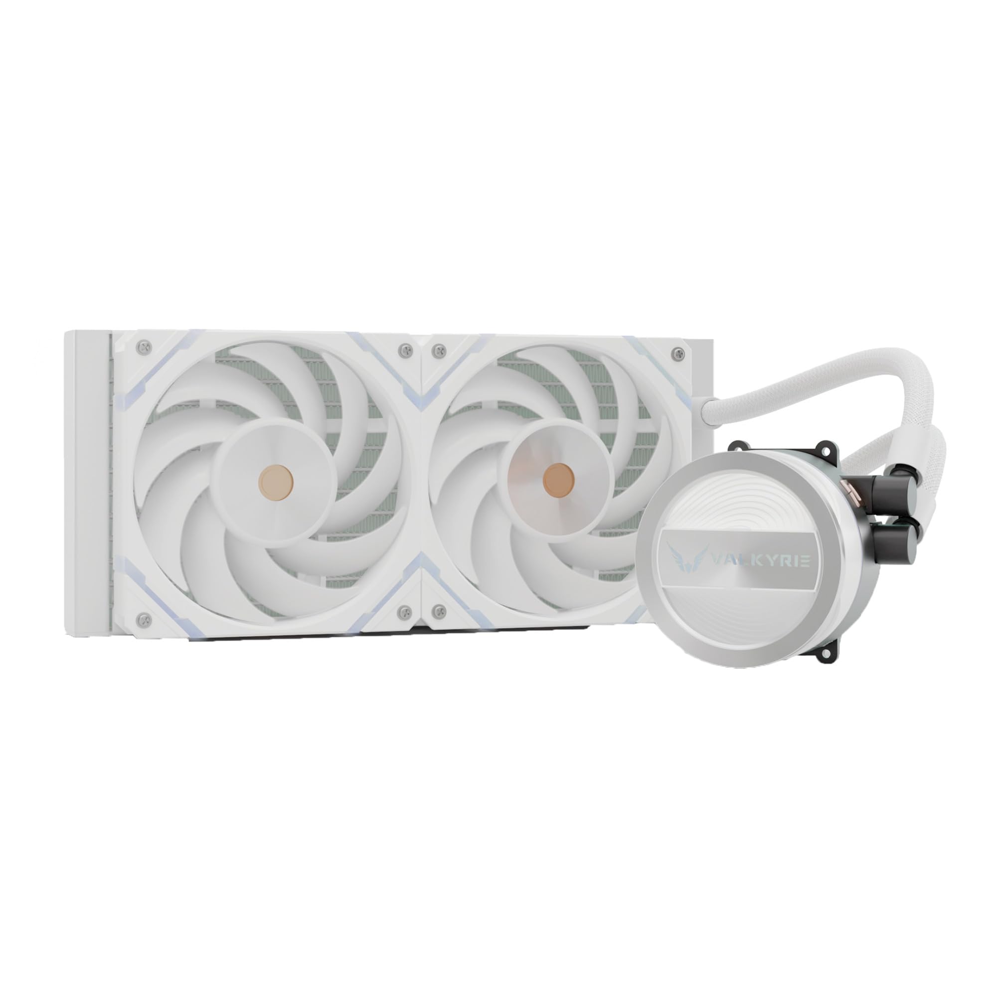 Valkyrie Dragonfang 240 RGB 240mm AIO CPU Liquid Cooler – 2×120mm ARGB PWM Fans – 250W TDP – PWM Pump 800–2600RPM – AMD AM5, AM4 – INTEL LGA 1851, 1700, 1200/1151 Compatible – Sync Ready | White
