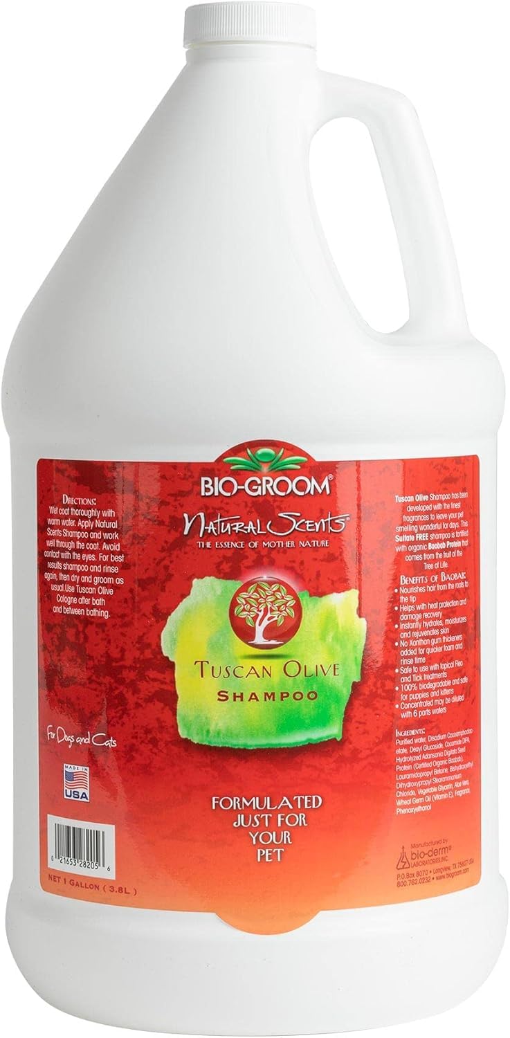 Bio-Groom Tuscan Olive Hundeshampoo – Natürlicher Duft Haustier-Shampoo, Baobab-Protein, Katzen- und Hunde-Badzubehör, Welpenwäsche, tierversuchsfrei, schnell ausspülbares