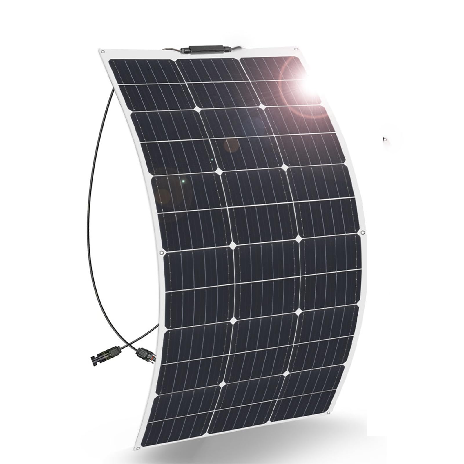 XINPUGUANG Panel solar flexible de 100 W, paneles solares semiflexibles de 12 voltios, panel solar monoflexible flexible fuera de la red, panel fotovoltaico para marina, autocaravana, cabina,