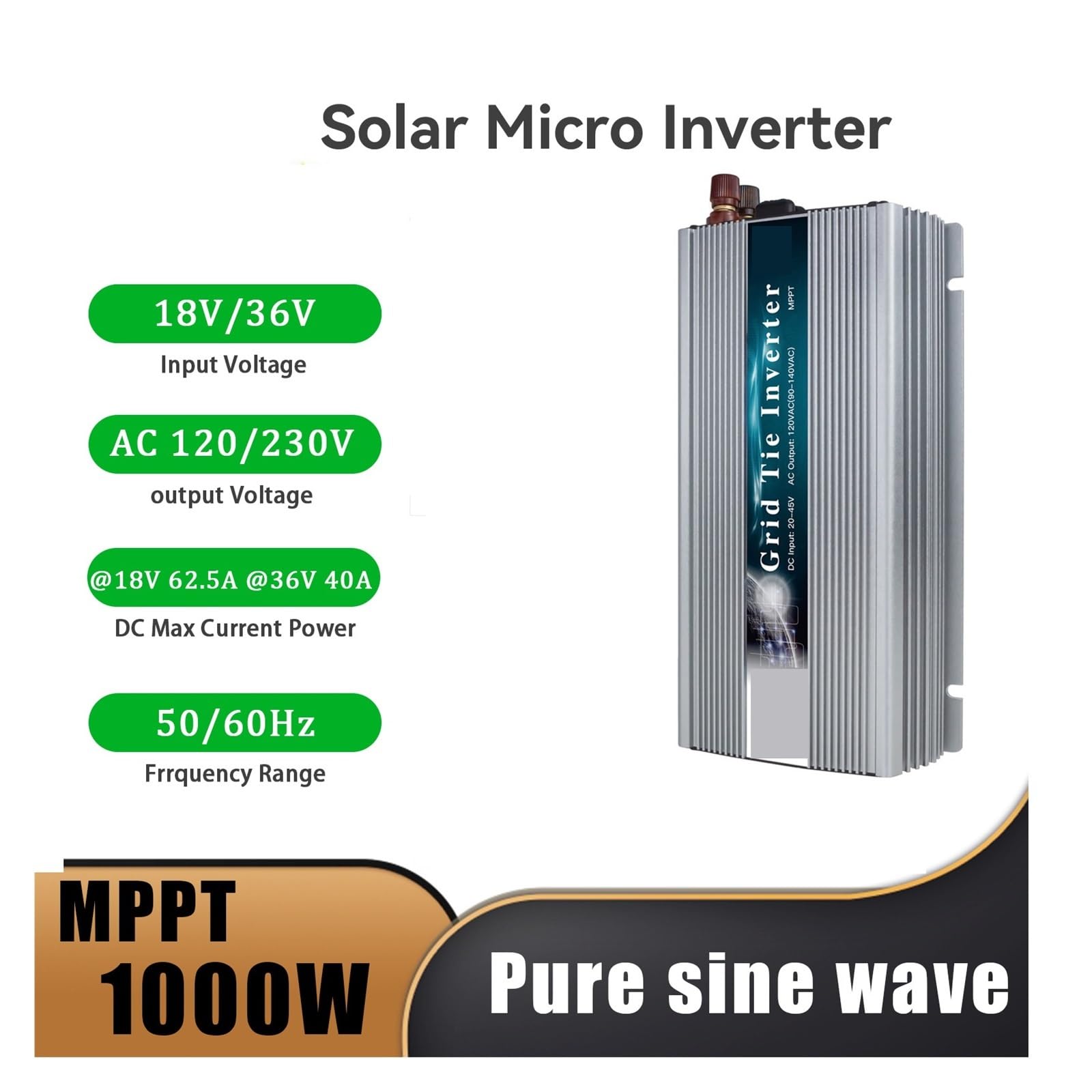 Micro-onduleur Solaire Grid Tie, Micro-onduleur MPPT GTI-1000W