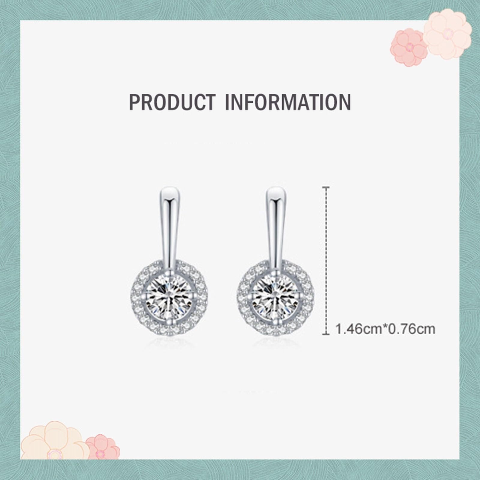 Kolczyki na sztyfcie, białe złoto, 750 585 375, prawdziwe złoto, damskie kolczyki damskie, okrągłe okrągłe kolczyki Moissanite, biżuteria na wesele, dla panny młodej, białe złoto