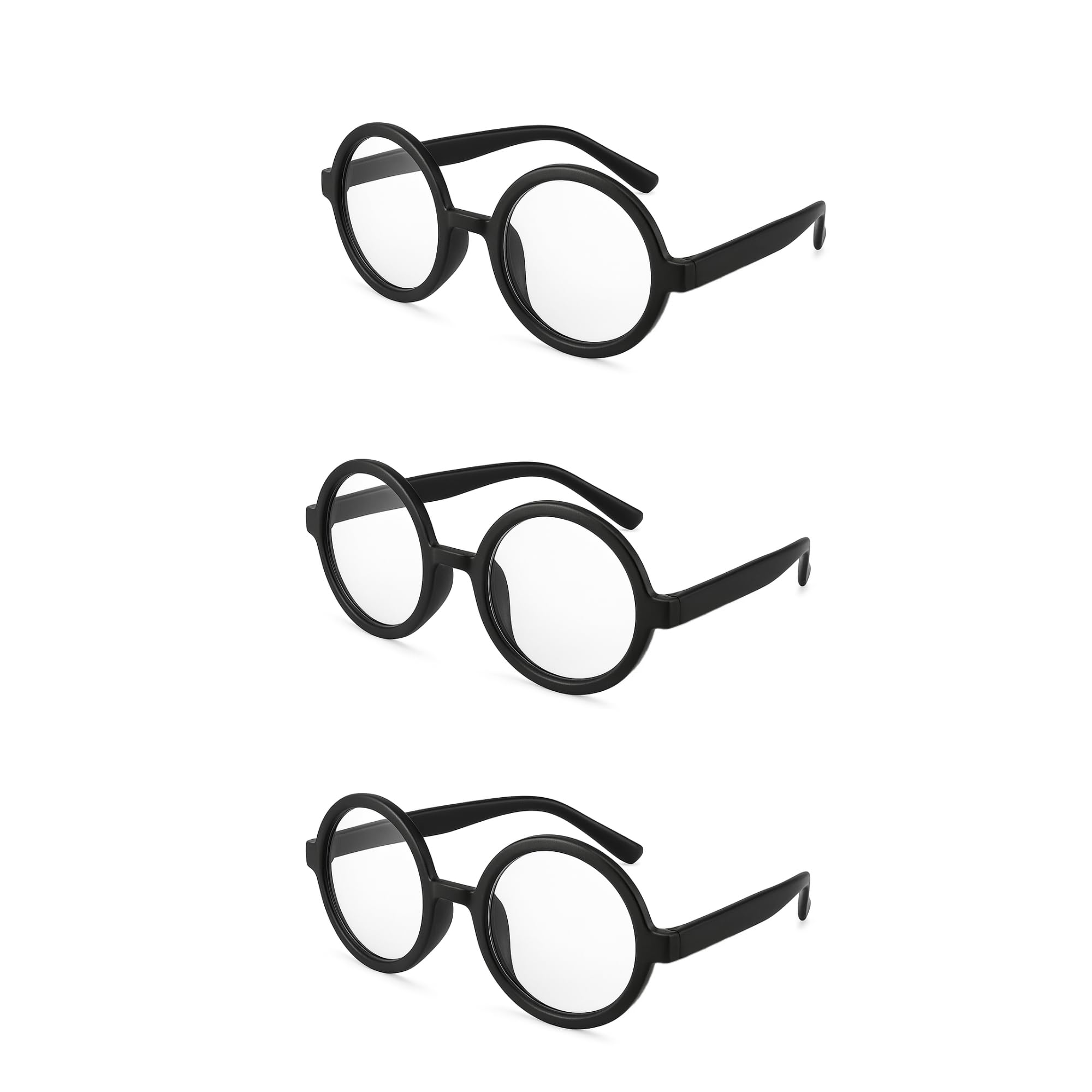 FUN FABLES Adult Wizard Glasses with Clear Lens | Black Round Frame Fancy Dress Accessory for Magic Theme Parties, Book Day, Halloween & Cosplay (3)