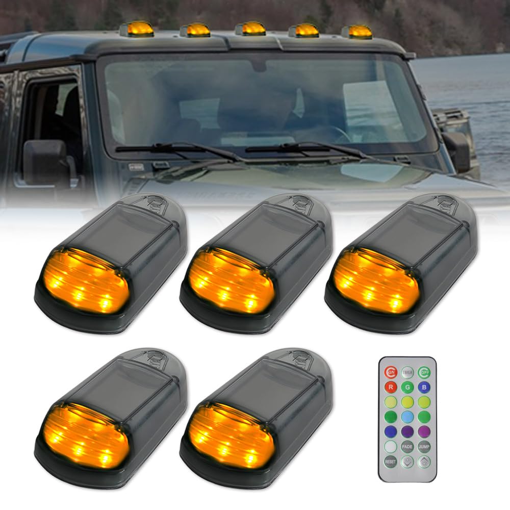 Luces LED solares inalámbricas para Cabina de Coche Riloer, luz ámbar | Luz LED solar para cabina, compatible con todo tipo de vehículos, incluidos camiones, automóviles y modelos universales.