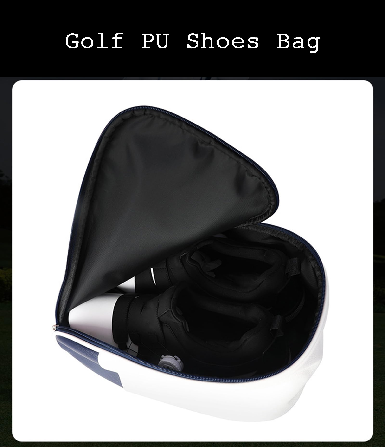 Tragbare Golfschuhtasche aus PU-Leder, Leichte Reise-Schuhtragetasche mit Reißverschluss, Sportschuhtasche mit Belüftung