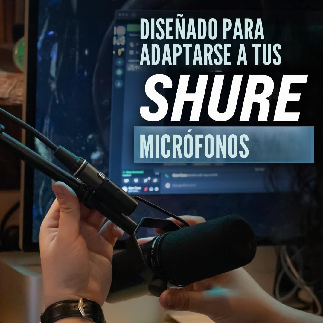 Shure by Gator Broadcast Desk Series; Pie de micrófono compacto de perfil bajo Shure con brazo de una sección; (SH-DESKTOP2)