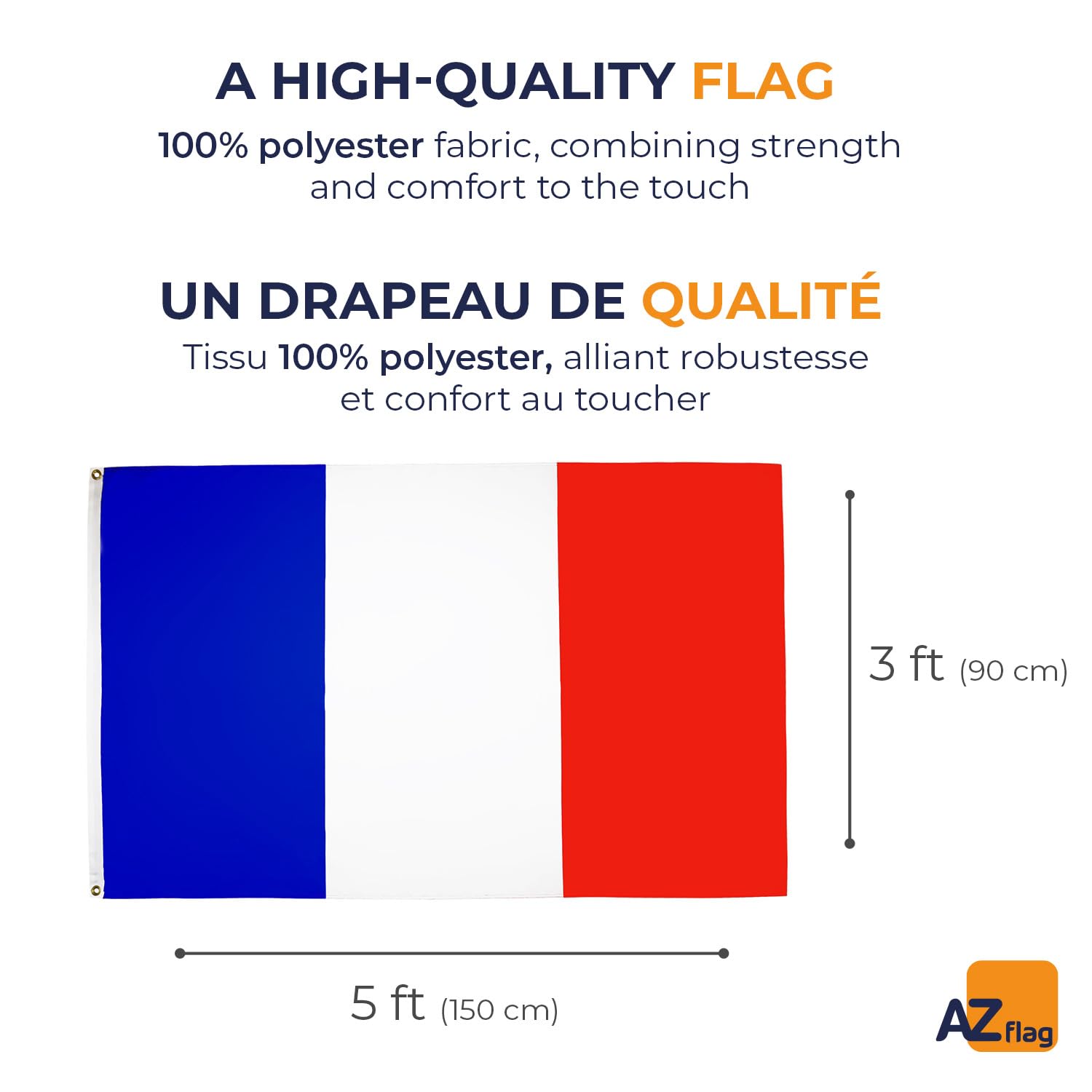AZ FLAG Drapeau De Table Nouvelle-France 21x14cm - Petit Drapeaux DE Bureau Royaliste - étandard Louis XIV 14 X 21 Cm