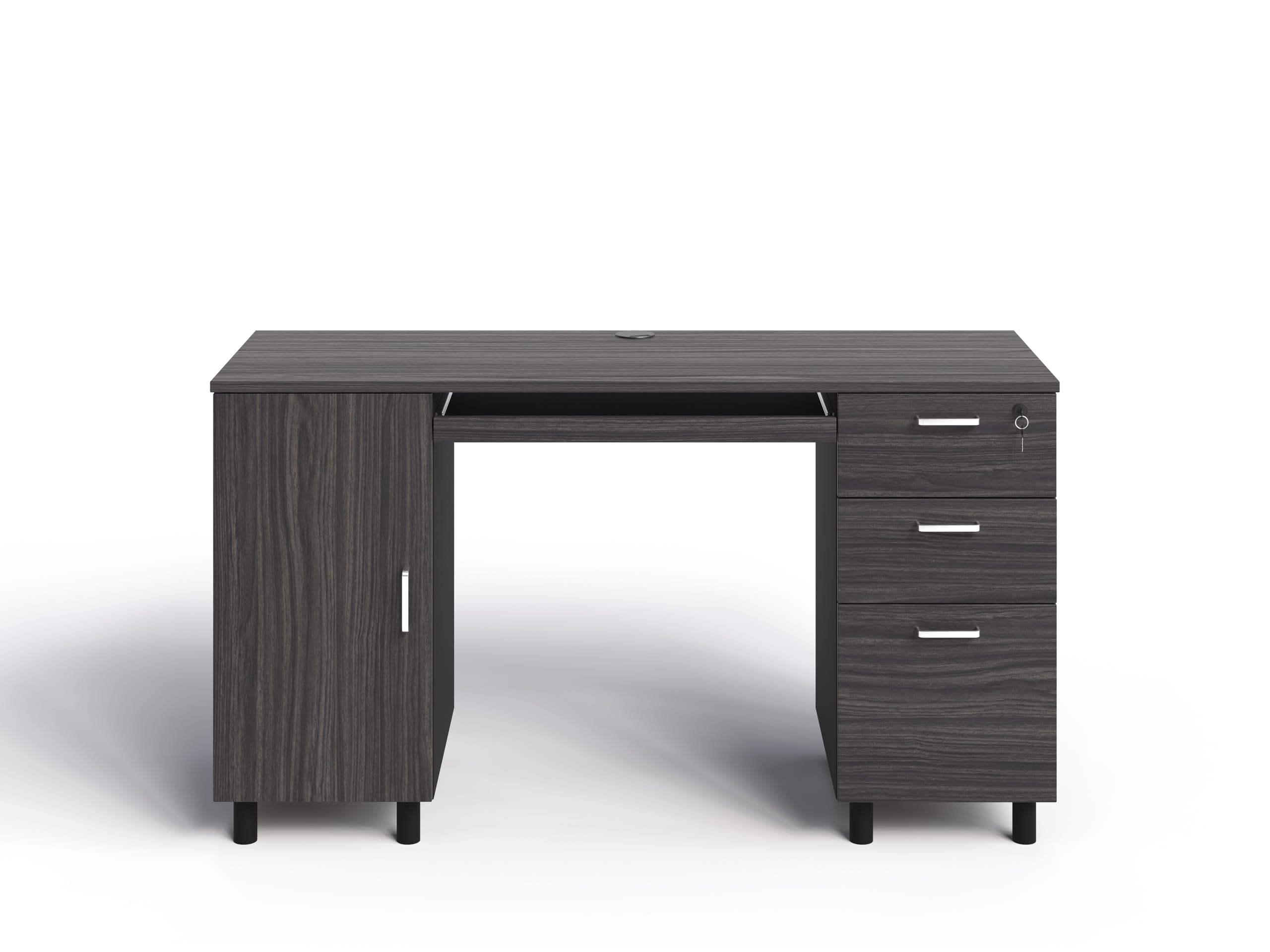 Modern Design Teacher Desk with File Drawer, Desk with Locking Drawers and Storage Cabinet, by Crafts and Comfort (53 Inch) (Grey and Black)