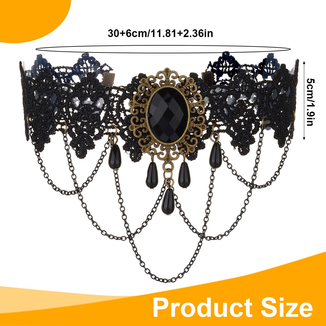 Girocollo Choker Gotica Steampunk con Cristalli, Accessori Vampiro e Pirata Cosplay, Festa Costumi Halloween, Collare per Donne, 2 Pezzi