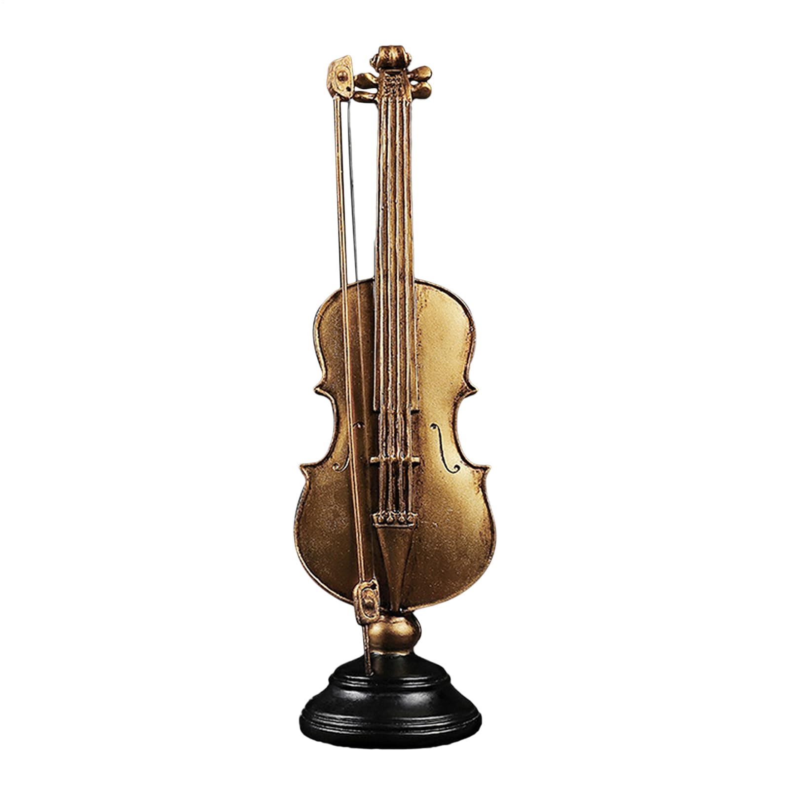 Statue de violon dorée en résine élégante pour étagère