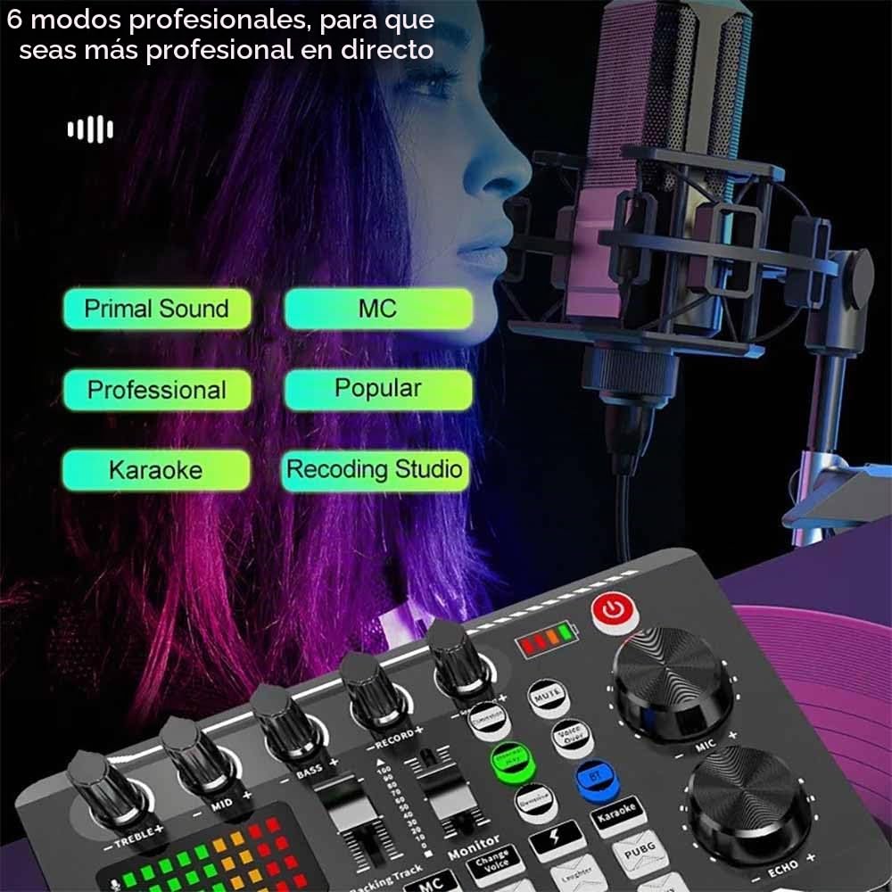 NEWFUN Mezclador de Audio, Mixer Audio, Mesa de Sonido, Compatible con Ordenadores y Smartphones para DJ, Grabaciones en Estudios de Música, Karaoke en Línea, Transmisión en Directo