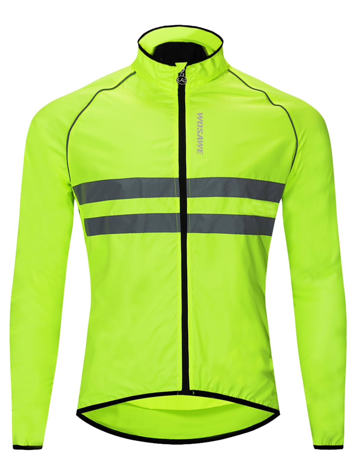 WOSAWE Chaqueta de ciclismo para hombre Chaqueta impermeable ultraligera con tapón de viento Chaqueta transpirable de manga larga(Verde XL)