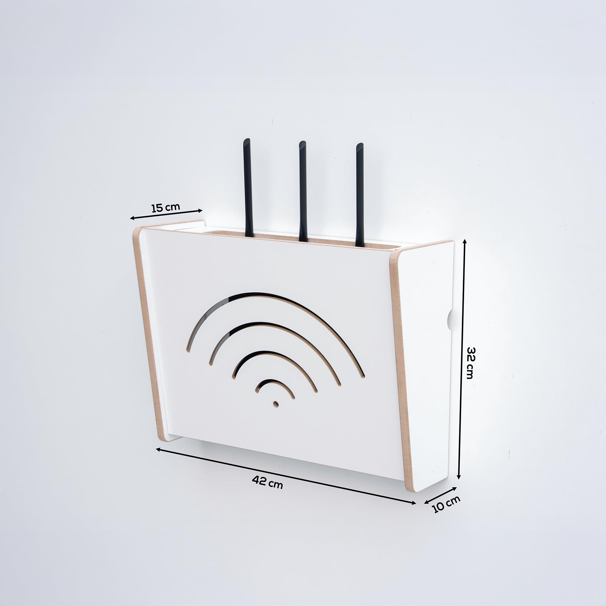 OHANA Router Cabinet - Router Storage Box - WiFi Shelf - Router Hide - Wall Box, All-white, 42x10x33 - Image 2