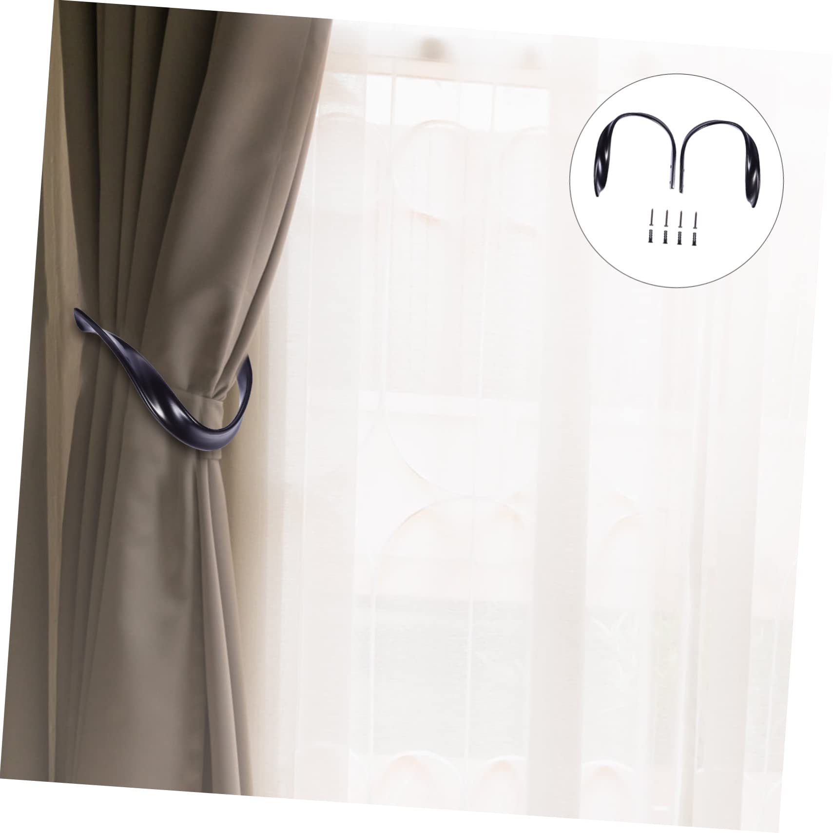 MAGICLULU 2 Ensembles Crochet De Rideau Supports De Tringle À Rideau Robustes Crochets De Suspension Utiles Crochet Robuste Rideau D'armoire Cintre Alliage D'aluminium Black 2 Pièces * 2