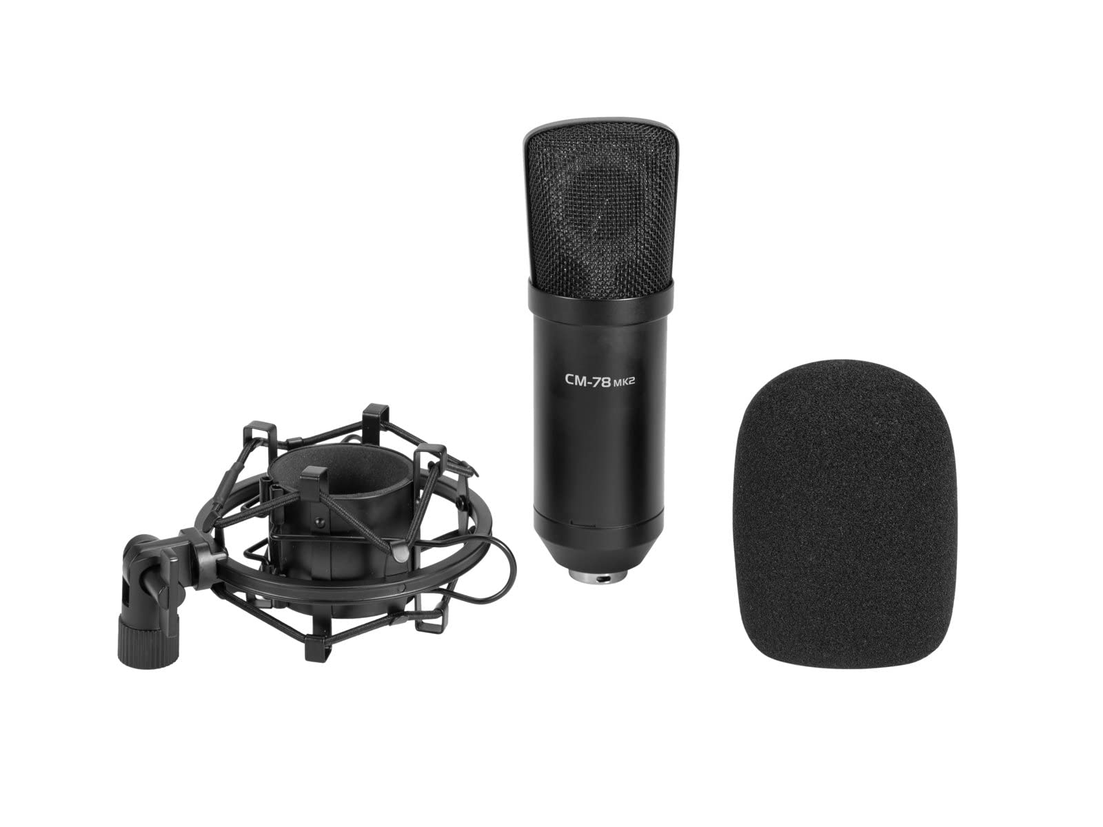 OMNITRONIC Set MIC CM-78MK2 Großmembran-Kondensatormikrofon + AS-04 Tisch-Mikrofon-Absorbersystem