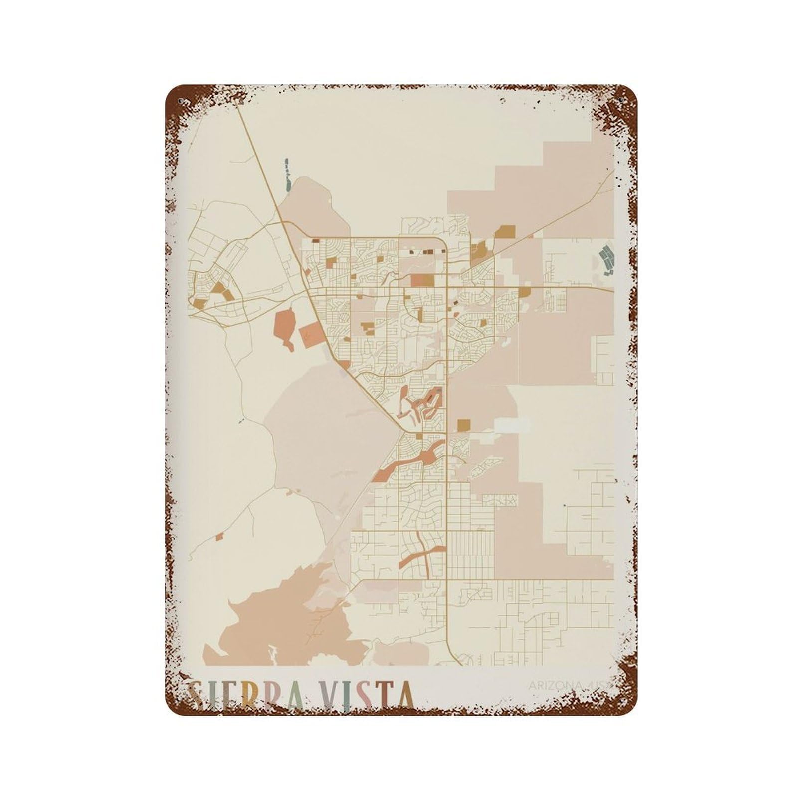 xiaoxiaoshen Sierra Vista Map Arizona Travel Gift Boho Wall Decor Art Metal Tin Poster Modern Home Decor Art Home Bar Shop Decorations Vintage Sign 40x30cm