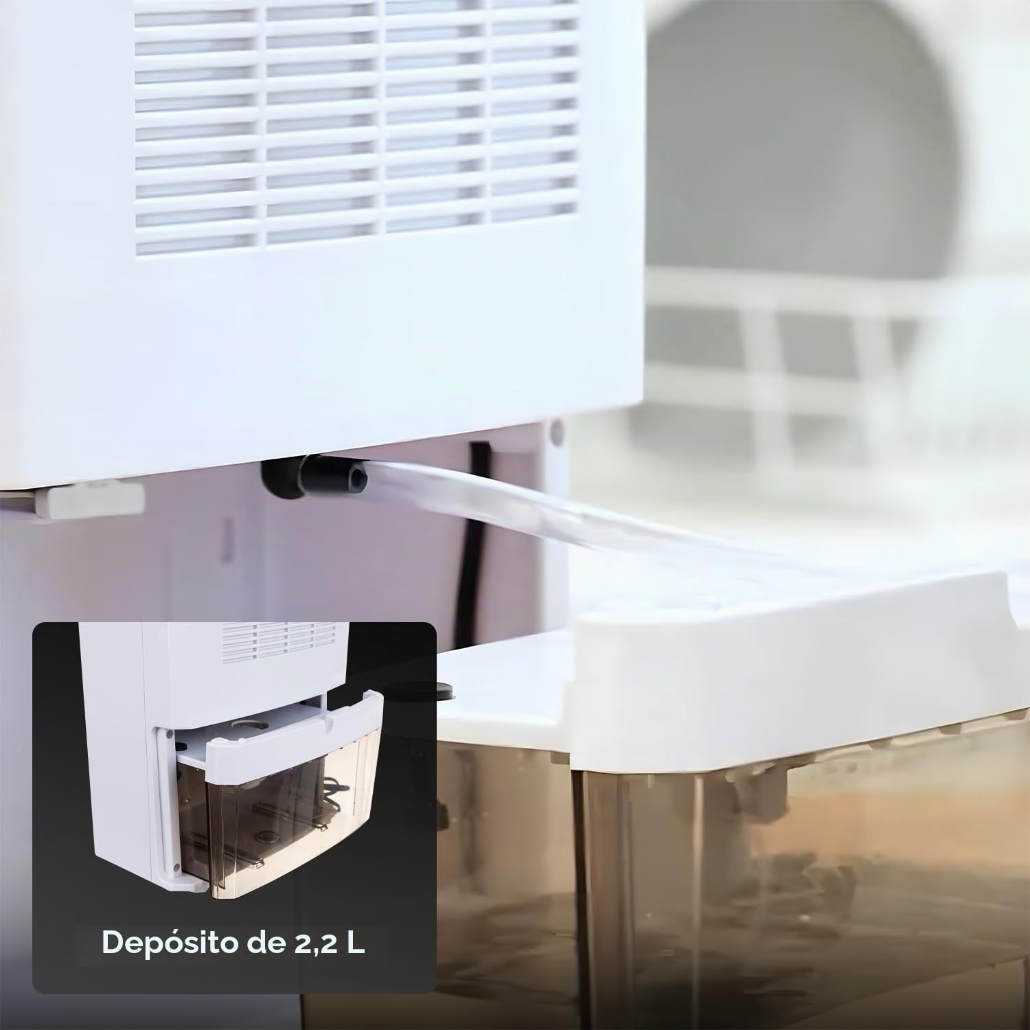 Uranus - Deshumidificador portátil compacto con función de humidificador, deshumidificación inteligente, tanque de 70 W, 2200 ml, con sistema de alarma