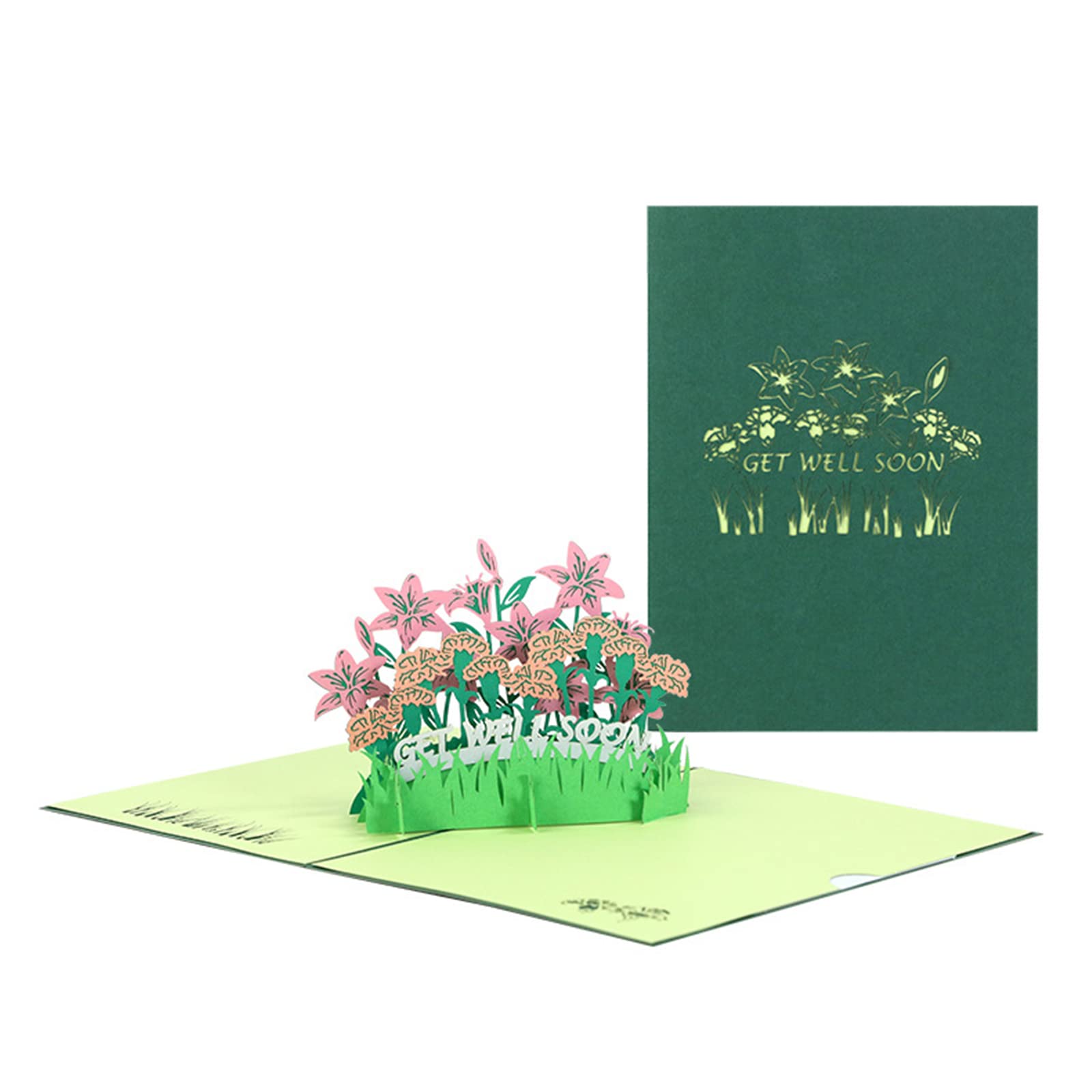 Jazuaiao Greeting Card 3D Flower Letter Greeting Card for Thanksgiving Christmas Valentines Gift Lily-Flower Blessing Birthday for Women