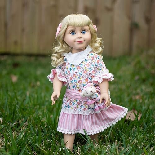 Miniatura 2 de The Queen's Treasures Muñeca Nellie Oleson con licencia oficial de Little House on The Prairie de 18 pulgadas, con osito a juego. Compatible con