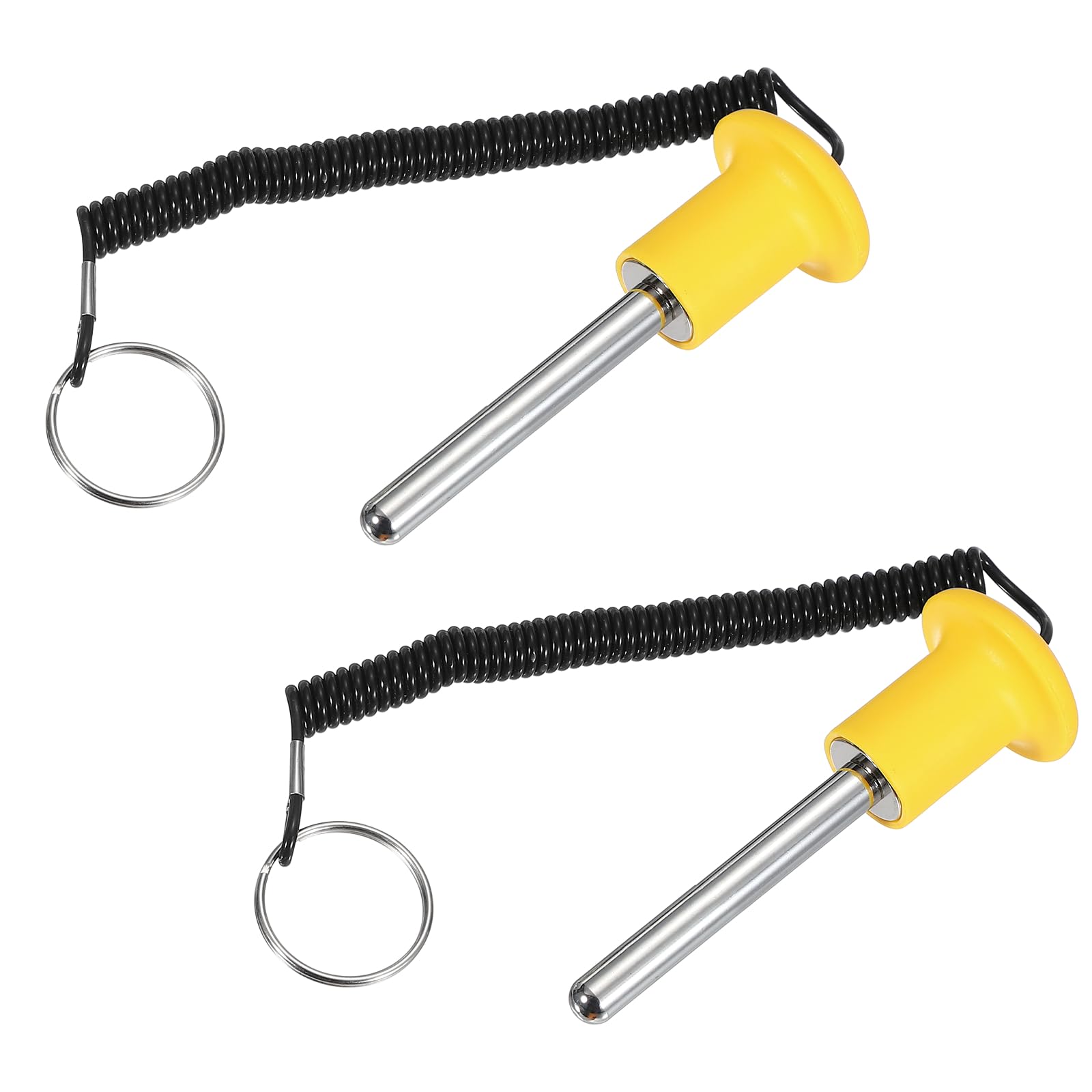 YELARXI Gym Pin, Weight Stack Pin Strength Training Lifting Equipment Replacement with Pull Rope 0.4 x 3.1 Inch & 2 Pcs & Yellow -Fitting for (Home/Gym/Club/Machine Insert Accessories)