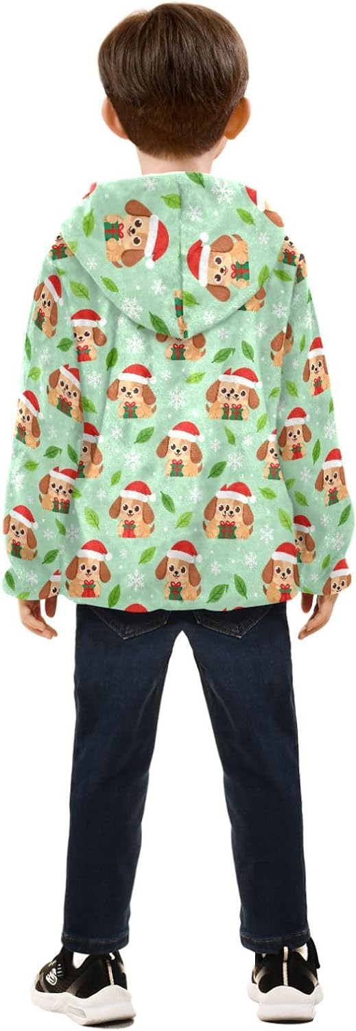 Christmas Dog Pattern Toddler Boy Fleece Jacket Children Winter Coat Navy Blue Baby Boys Clothes