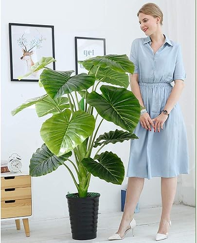 Plantas artificiales falsas palmeras tropicales, ideales para el hogar, jardín, oficina, tiendas en fábricas artificiales de queso suizo 0115 (color