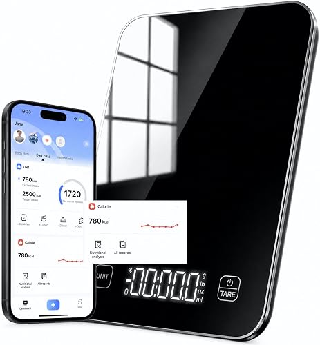 Digitale Küchenwaage mit Nährwert-App (Glas)