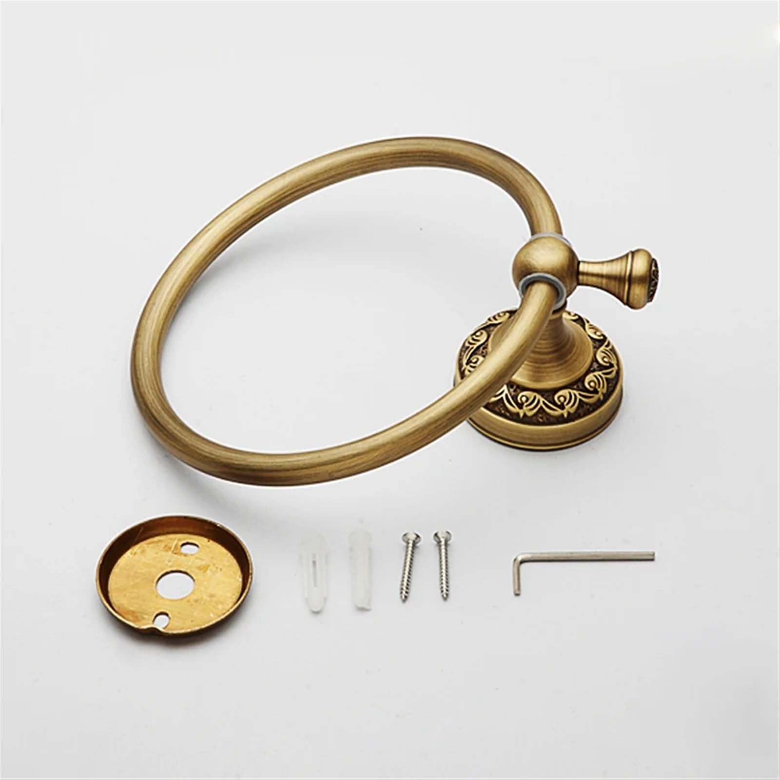 Toallero de Mano con Anilla, Toallero de aro Minimalista con Base Redonda, Accesorio for Colgar en la Pared.(Style1)