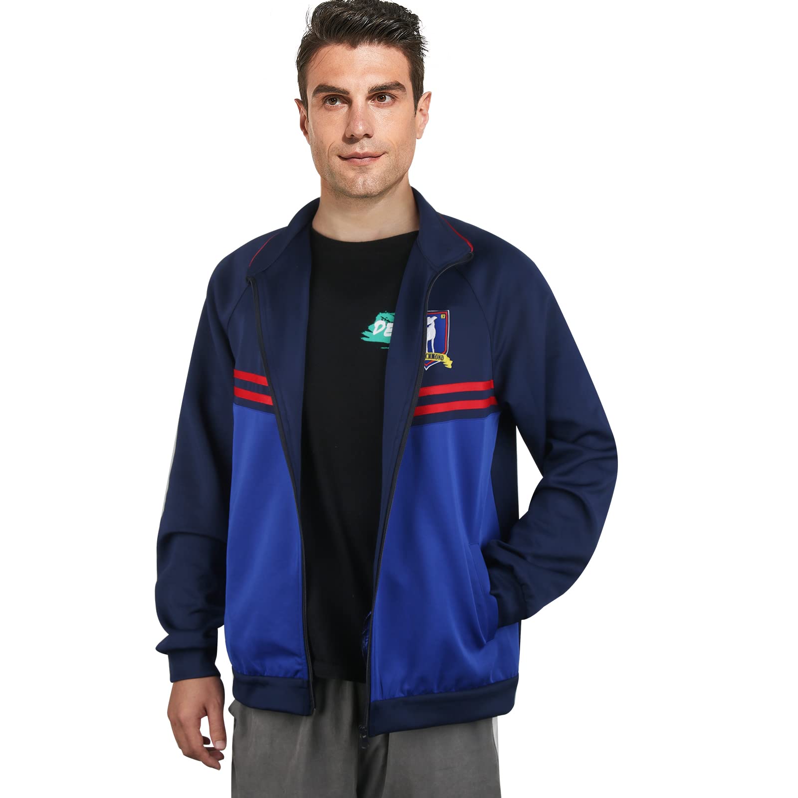 Funhoo Ted Giacca Sportiva Jacket Cappotto Jason Sudeikis Track Suit Blu da Uomo Allenatore di Calcio