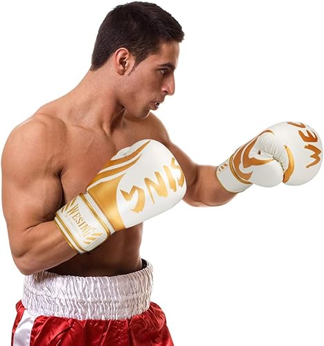 Miniatura 7 de WESING Guantes de boxeo para hombres 14 Oz MMA Training Sparring Guantes 16 Oz Punch Mitts