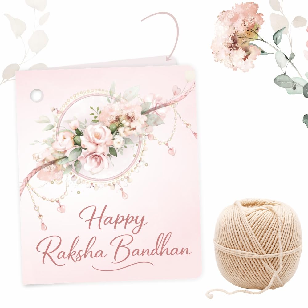 Happy Raksha Bandhan Fold Gift Tags. Pack of 40 with Jute String. Attach to Rakhi Gift Box, Cake Box. Chic a Choc-image-25