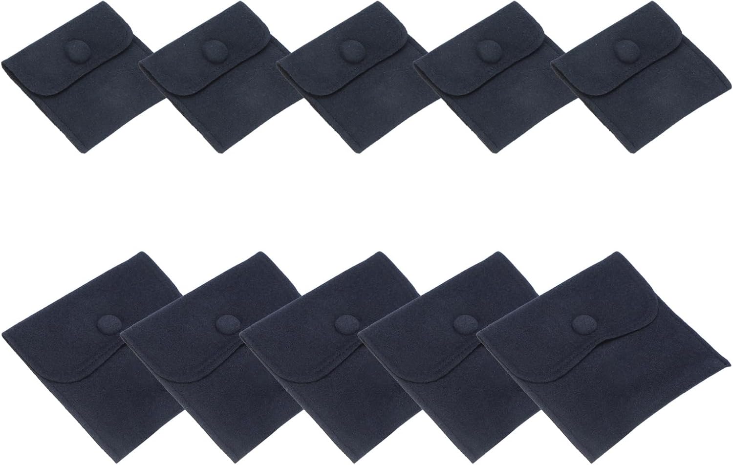 PATIKIL 4x4 Inch/3x3 Inch Jewelry Pouch, 10 Pcs Soft Velvet Pouches with Snap Button Portable Storage for Rings Necklace Bracelet Earring Watch, Dark Blue