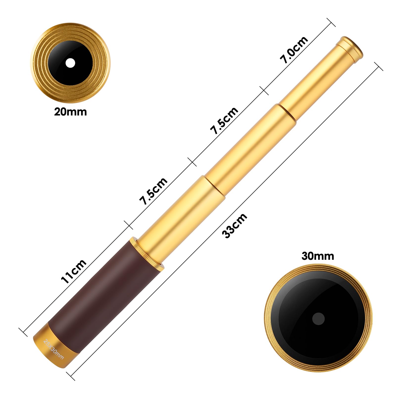 Fernrohr Kinder Pirat Retro Monokular 25x30 Zoomable Spyglass BAK-4 Linse Kapitän Jack Teleskop Erwachsene für Outdoor Camping Vogelbeobachtung Jagd