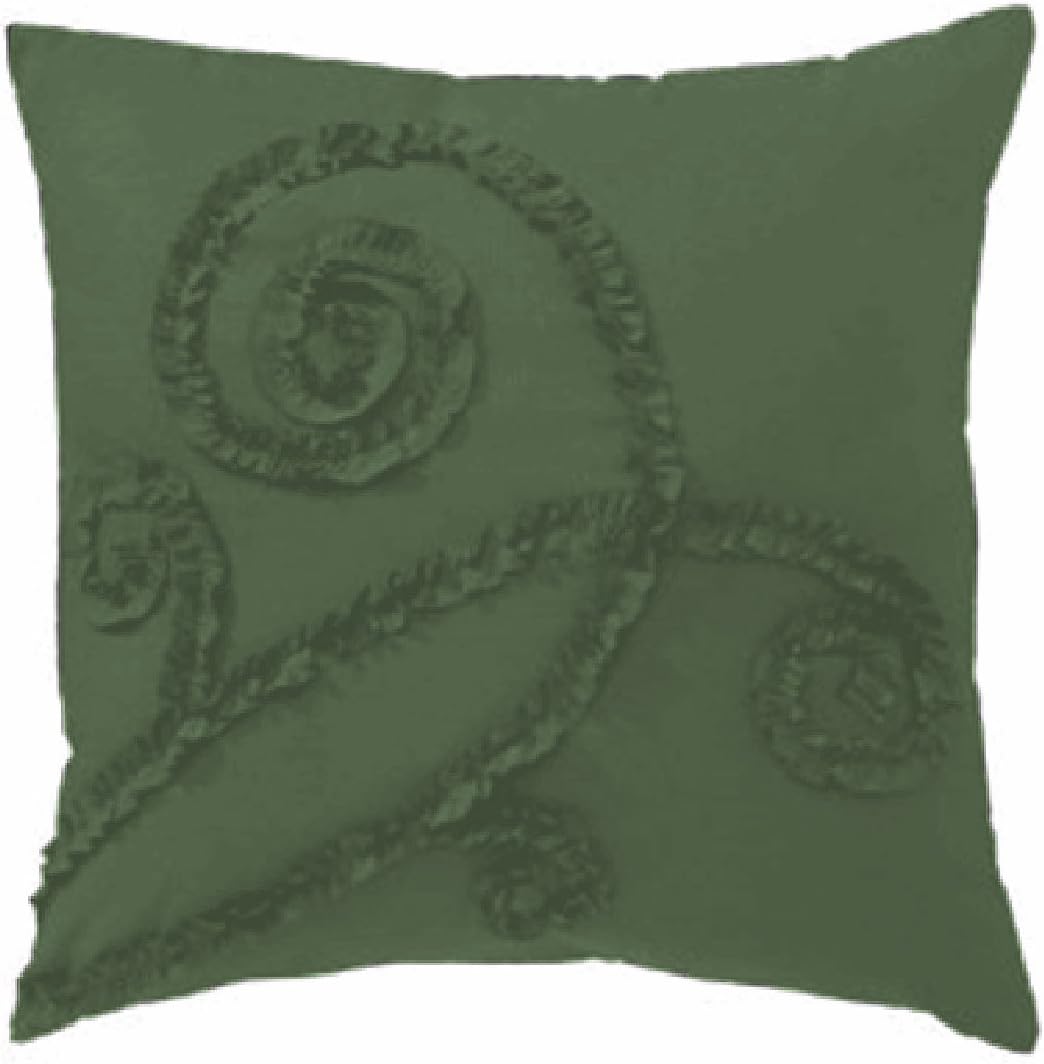 Ultra Soft Solid Designer Ruffle Pillow Shams Pair 100% Egyptian Cotton 600 Thread Count (2 piece set) Square 16" x 16" Moss