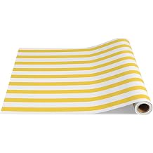 Striped Table Runner Roll,Yellow,25' Long X 16" Wide | Disposable Paper, Striped Table Runner, for Wedding Carnival, Christmas Party, Tabletop Decoration