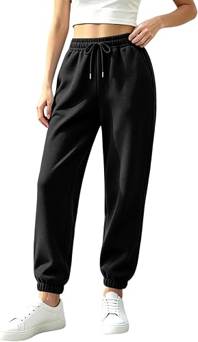 Fleece Joggers for Women Drawstring Athletic Pants High Rise