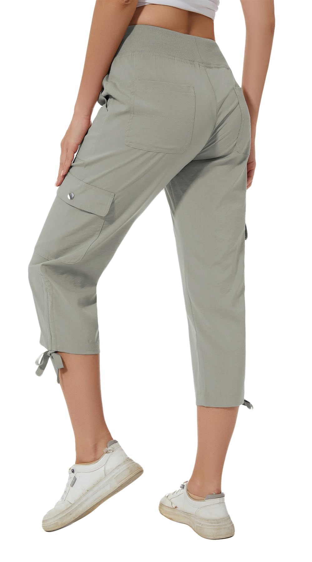 Huayuzh Damen Cargo Caprihose Wanderhose 3/4 Hose Sommer Cargohose Leichte Atmungsaktiv Athletisch Reisen Lässig Outdoorhose