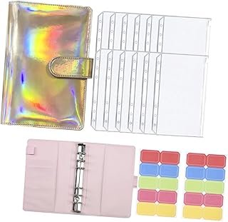 LALAFINA 1 Conjunto De Livro De Orçamento Fichário Tamanho Arquivo Envelopes Fichário Planejador De Orçamento De Dinheiro Envelopes Com Zíper De Envelope De Dinheiro 6 Fichário Pu