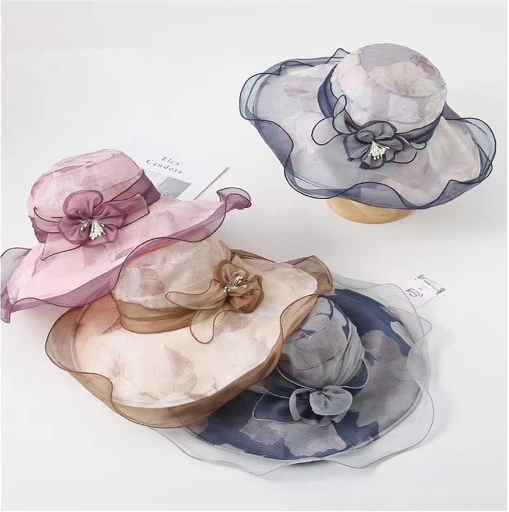 MZDM Summer Women's Silk Silk Flower Fisherman Hat Foldable Lightweight Sunshade Hat Holiday Print (Color : Black, Size : 56-58cm) : Clothing, Shoes & Jewelry
