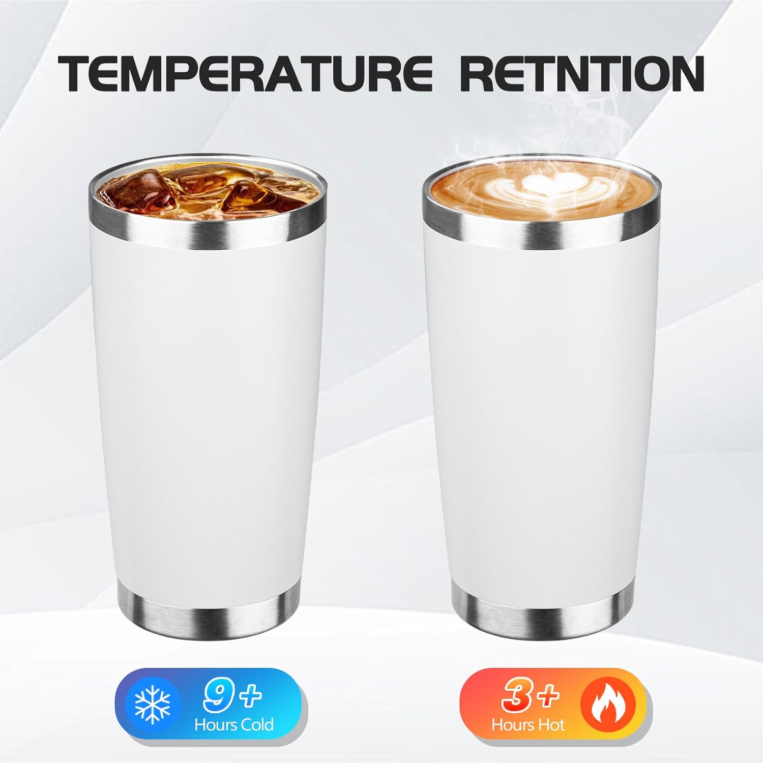 StarSpeed 20oz Tumbler Bulk with Lid, Stainless Steel Insulated Tumblers Double Wall Vacuum Insulated Travel Mug, Powder Coated Coffee Cups for Hot and Cold Drinks(White,1) - Image 3