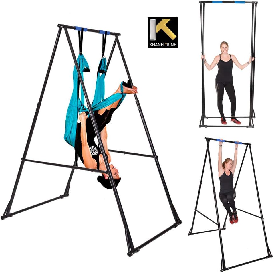 KT Aerial Yoga Stand Frame Indoor Outdoor. Foldable, Portable, Height Adjustable, Stable and Durable Yoga Swing Stand Frame