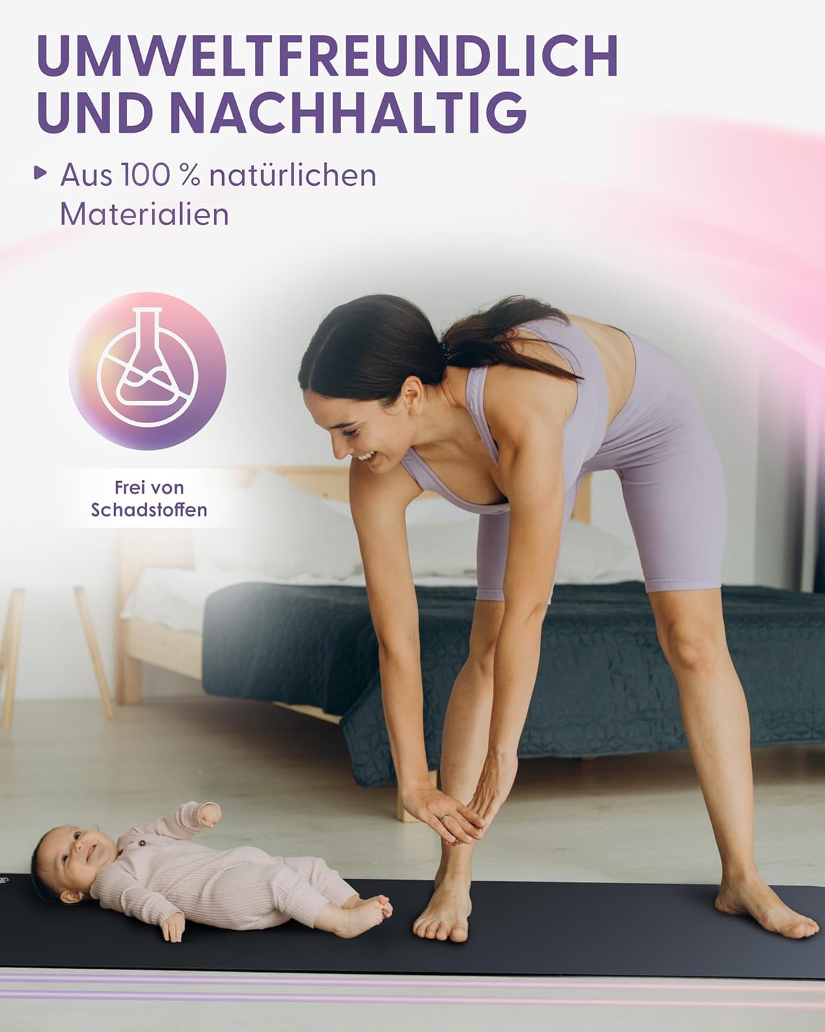 Esterilla de yoga de caucho natural | Esterilla de yoga antideslizante y acolchada | Esterilla de fitness para yoga, pilates, esterilla de gimnasia, esterilla deportiva con correa de