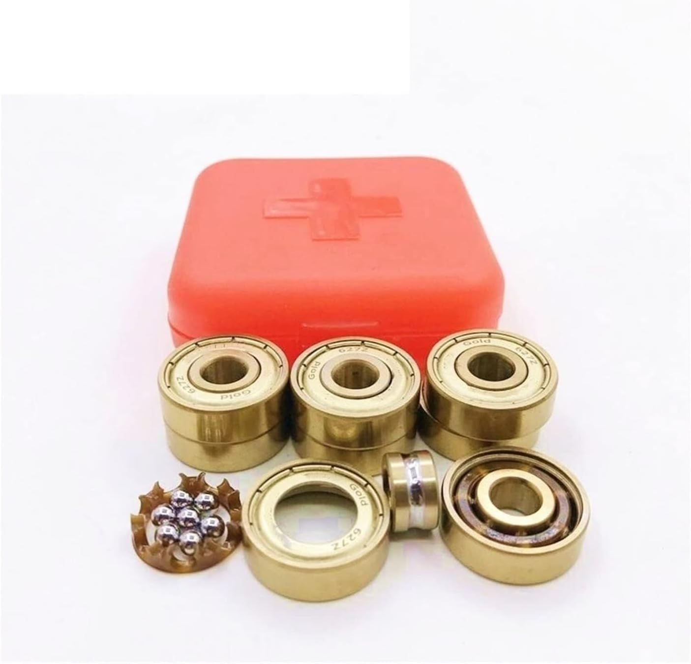 Bearings, 627 Ceramic Ball Quad Skating Bearing 7mm Bore Artistic Skates Roller Skates Bearings 627 for Figure Skating,High Hardness and Toughness(8pcs 627zz Gcr15 Gold)