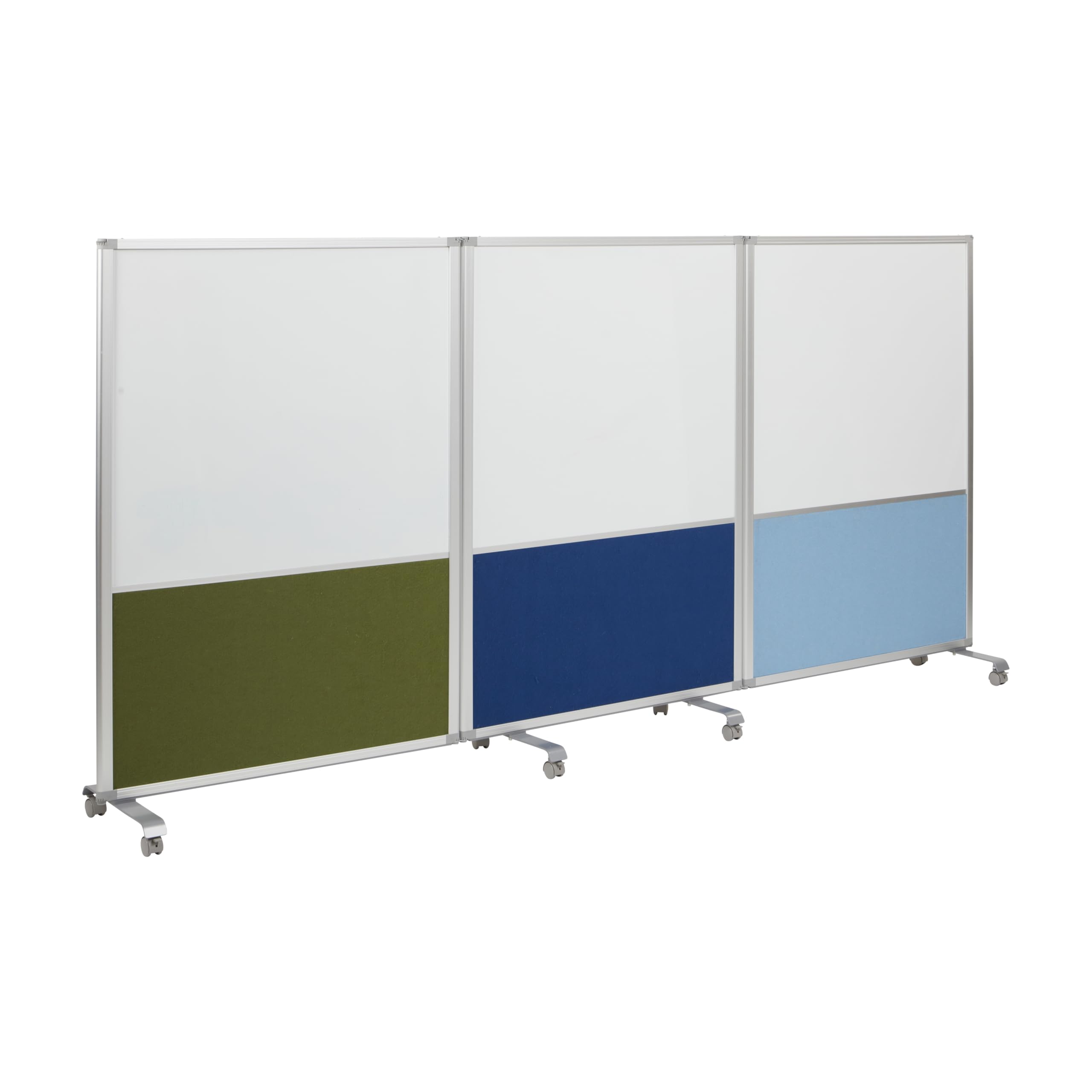 ECR4Kids Mobile Dry-Erase and Flannel Split Room Divider, 3-Panel, School Supplies, Earthtone