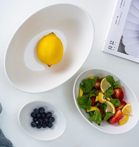Miniatura 4 de Lawei Paquete de 4 cuencos de porcelana de 9 pulgadas, cuencos ovalados de cerámica de 36 onzas, platos grandes para ensaladas, espaguetis, postres,