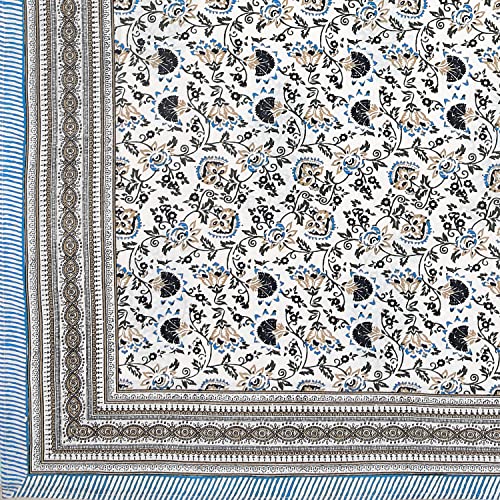 Image of BLOCKS OF INDIA Hand Block Printed 200 TC Cotton King Size Bedsheet (Grey Brown Jaal)