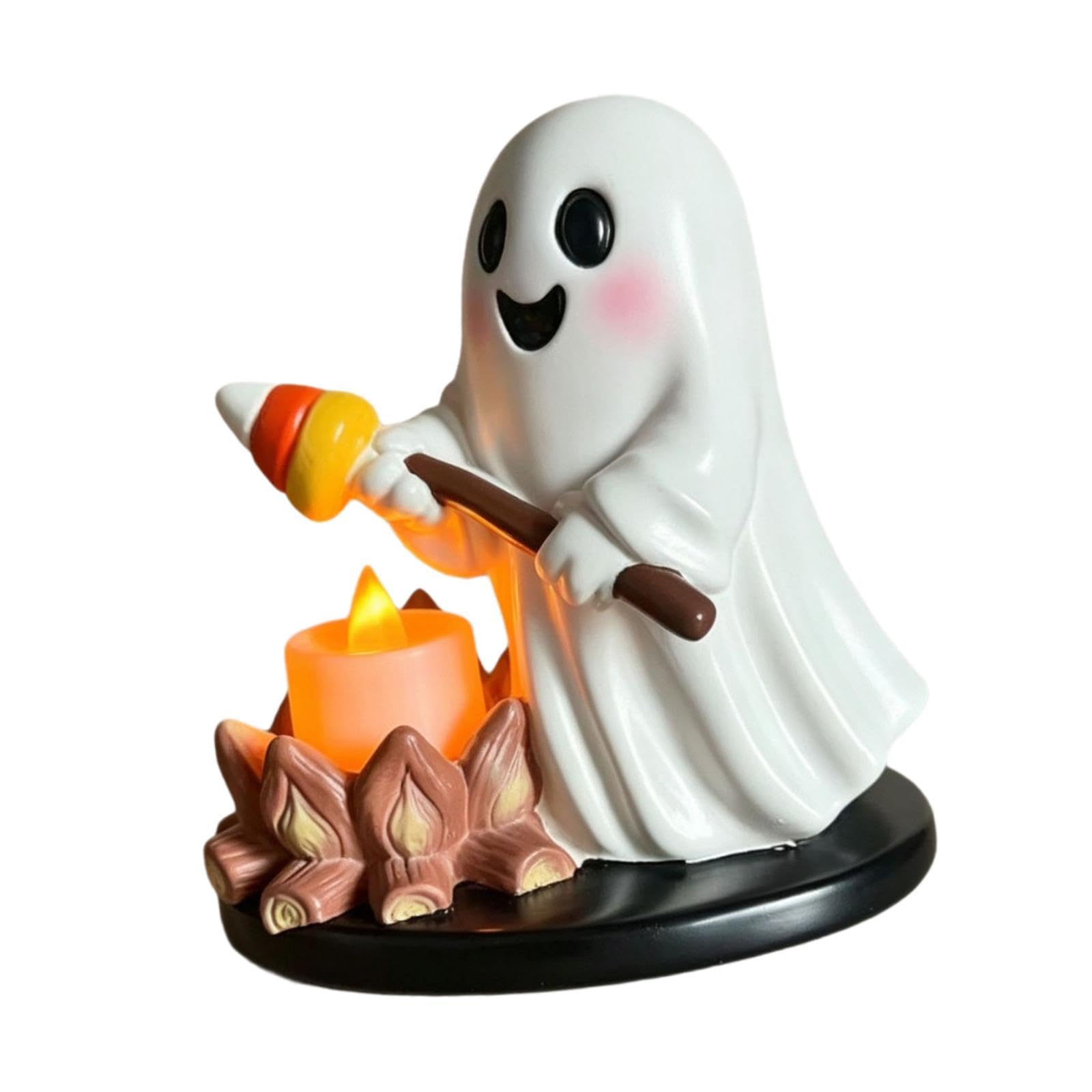 Portavelas de Té para Halloween, Portavelas para Fogata, Centro de Mesa con Figura de Resina Y Efecto de Parpadeo Dinámico, Ideal para Decoración, Style B, Individual
